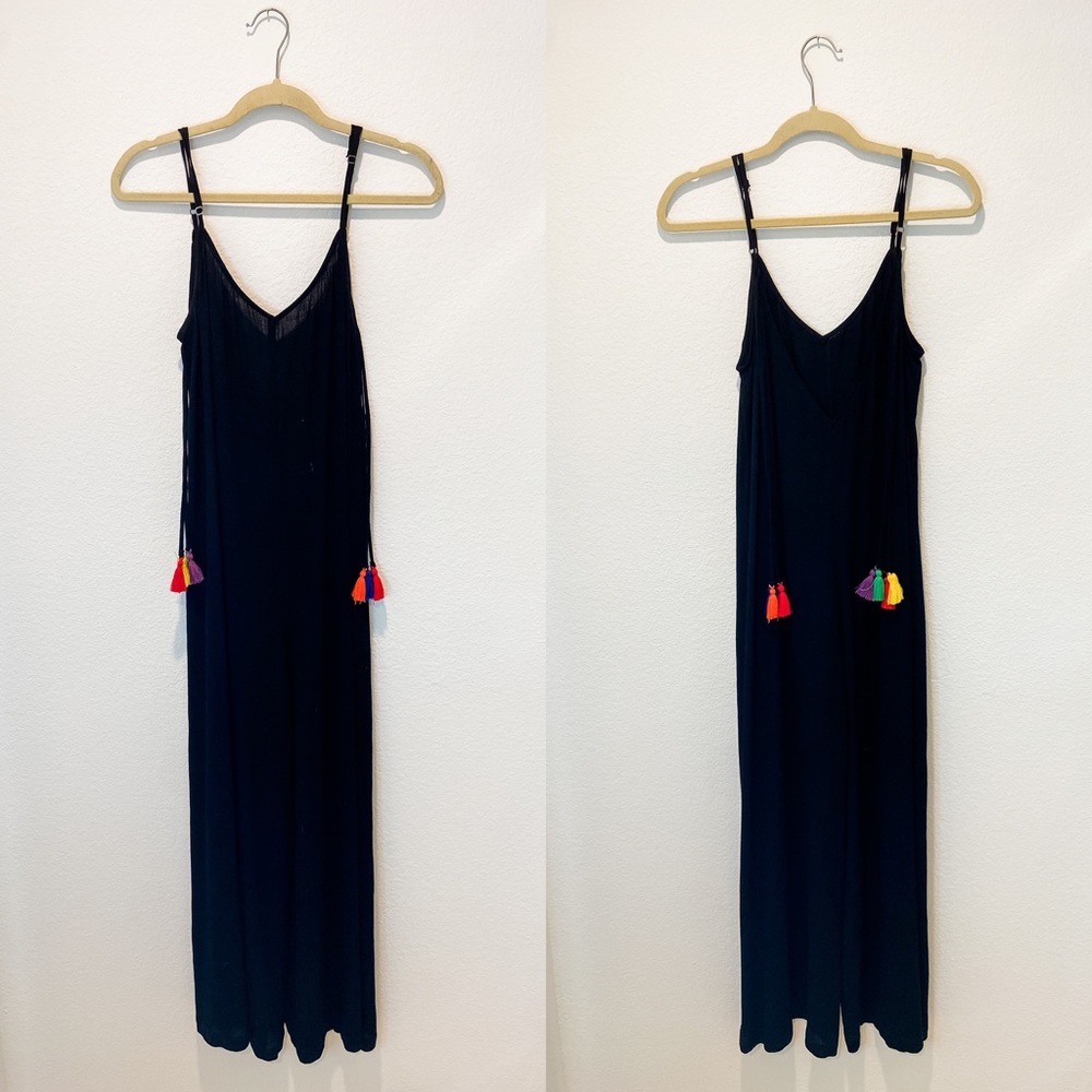 MUMU Backless Jumpsuit with Fringe Ties